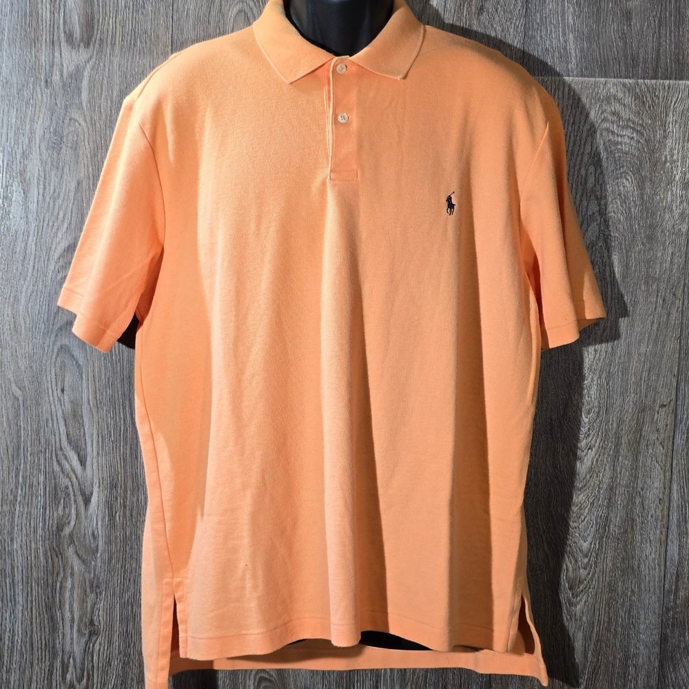 Ralph Lauren Polo Shirt Mens L Orange Short Sleeve Classic Fit Embroidered Pony